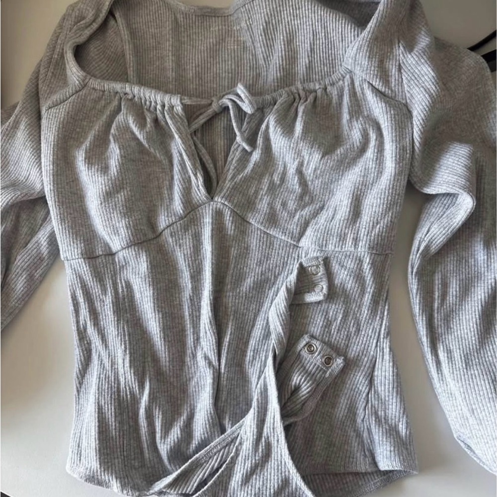 American Eagle Gray Ribbed Women's Bodysuit